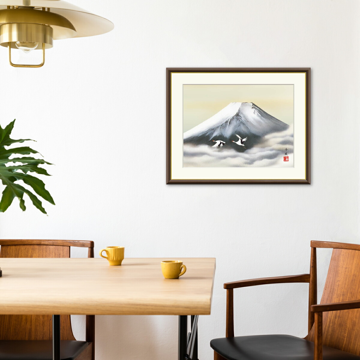 楽天市場】絵画 日本画 額入りアート「富士双鶴」 J4-C002 F8:61cm