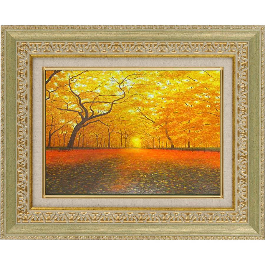 楽天市場】絵画 油絵 額入り油彩 手描き 油彩 いちょう並木 朝隈敏彦