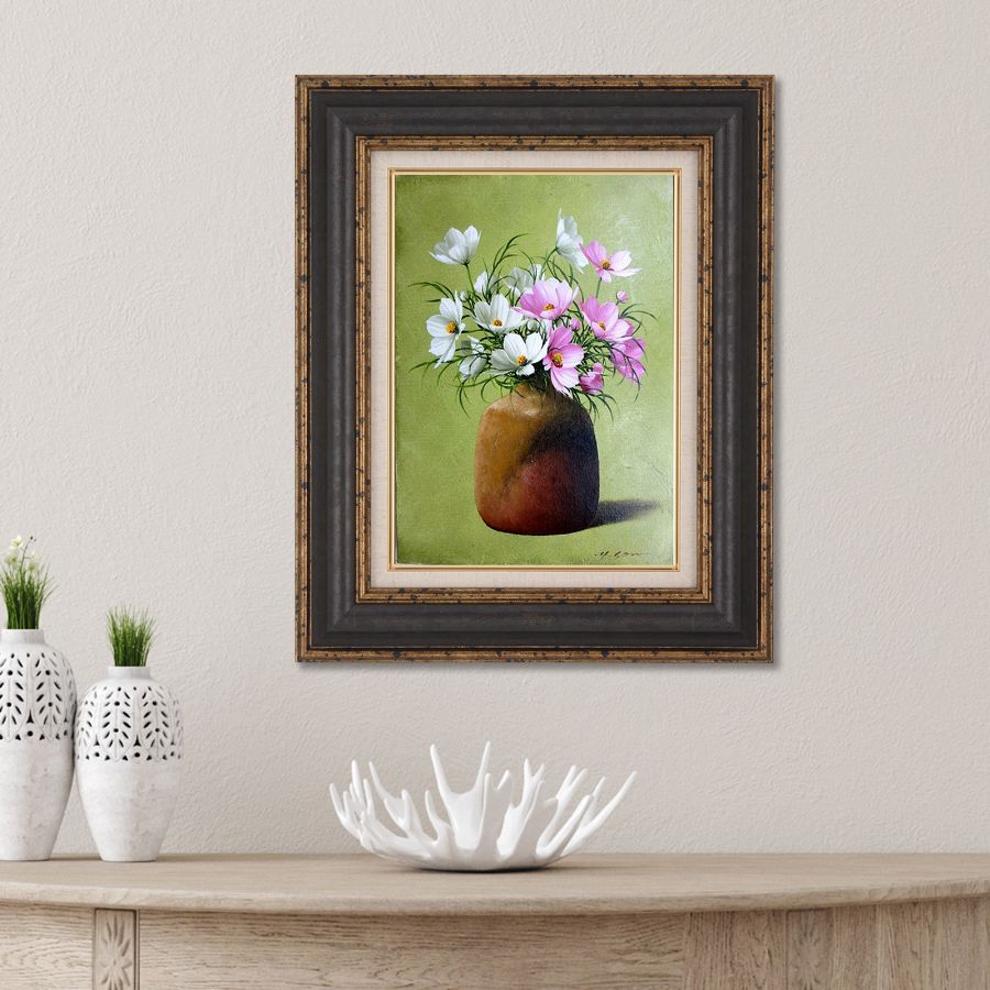 楽天市場】手描き 油絵 額入り油彩画 コスモス F4サイズ 静物画 絵画