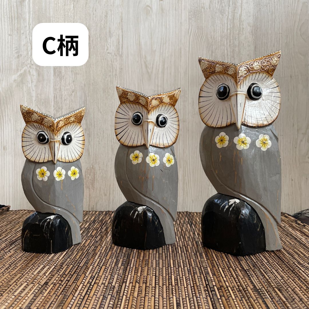 楽天市場】【インテリア雑貨 おしゃれ バリ風】 フクロウ 置物 木彫り