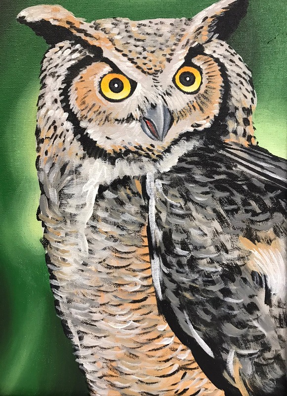 楽天市場】フクロウの絵画33*43 緑地横向き顔前タイプ【バリ直輸入