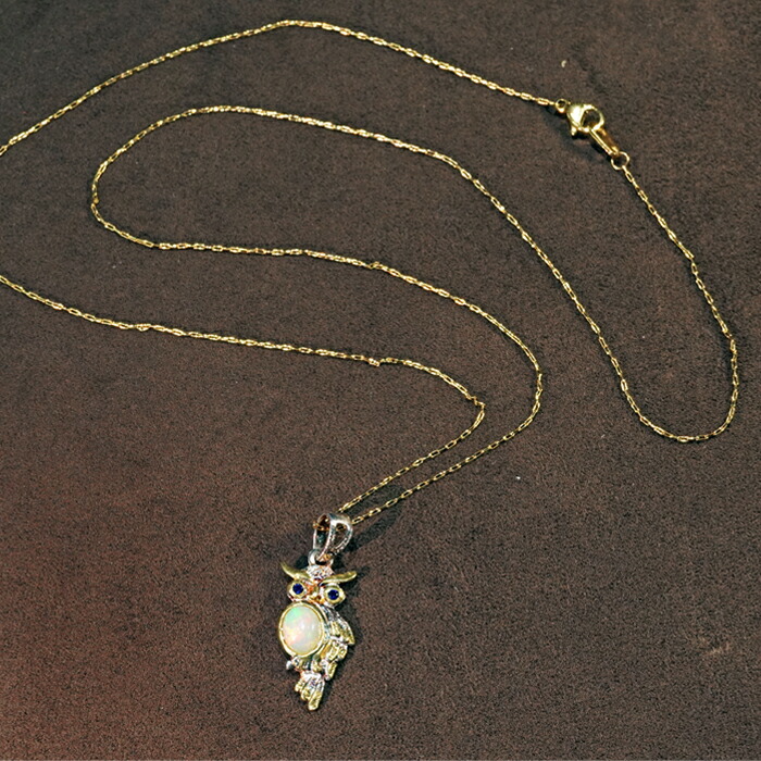 楽天市場】天然 ホワイトオパール ふくろう ネックレス オパール