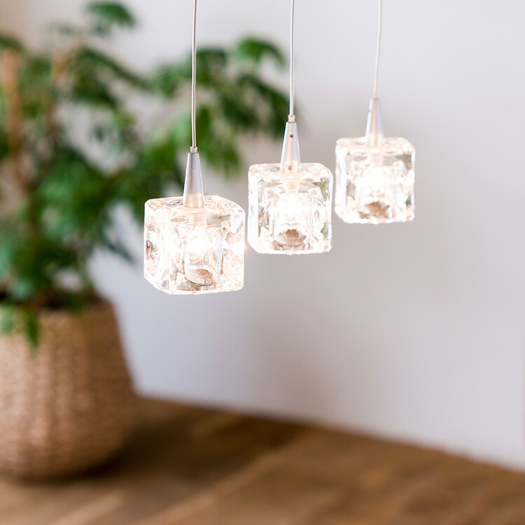 楽天市場】ペンダントライト 3灯 ガラスキューブ ハロゲン nc-45017