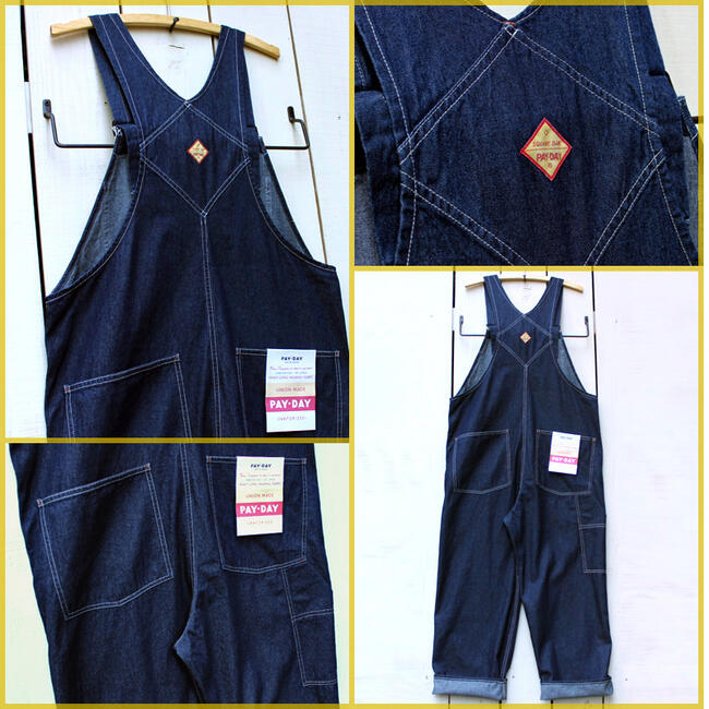 楽天市場】PAY DAY Front Zip Open Overalls / work bib Indigo Denim