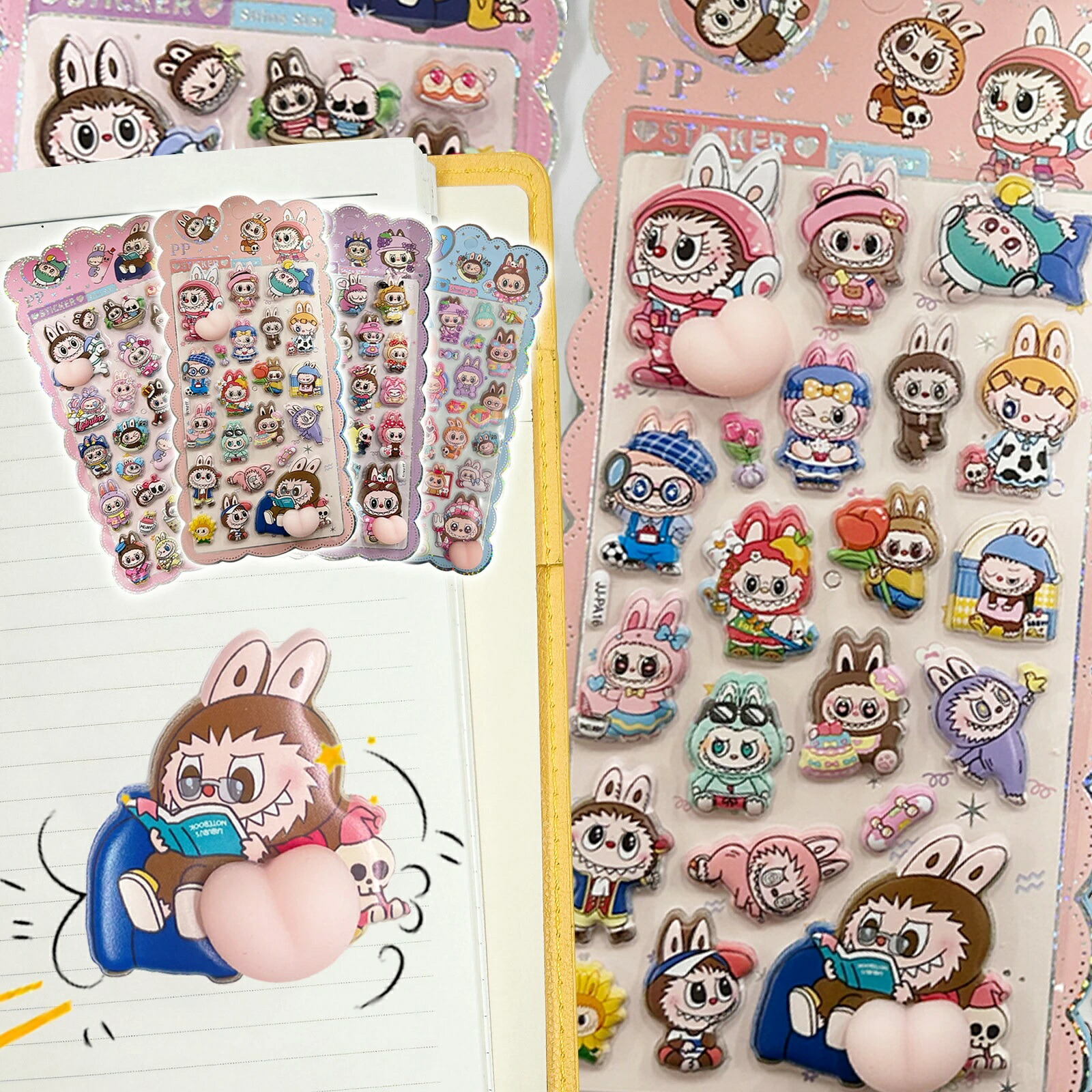 楽天市場】ぷくぷくシール ラブブ 福袋 4枚 らぶぶ ぷっくりシール