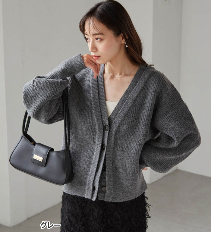 楽天市場】ニットカーディガン M L LL フロントレイヤードV