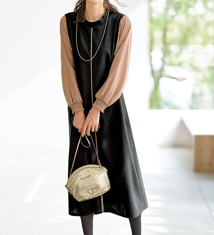 楽天市場】ワンピース M L LL 3L 4L 5L 袖切替デザインハイネック