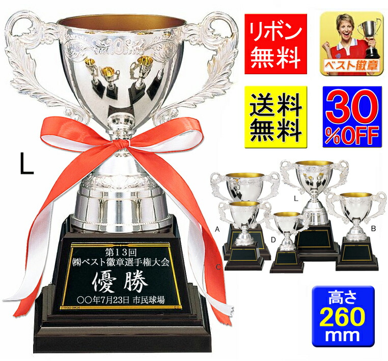 楽天市場】優勝カップ 送料無料 30％OFF 高さ260mm 金属製 優勝