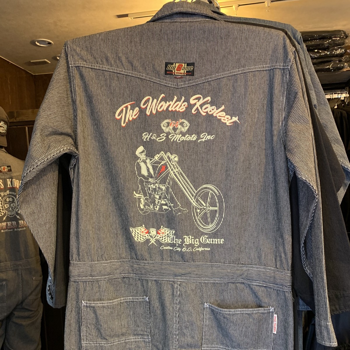 楽天市場】ツナギ つなぎ ヒッコリーストライプスカル ハーレー