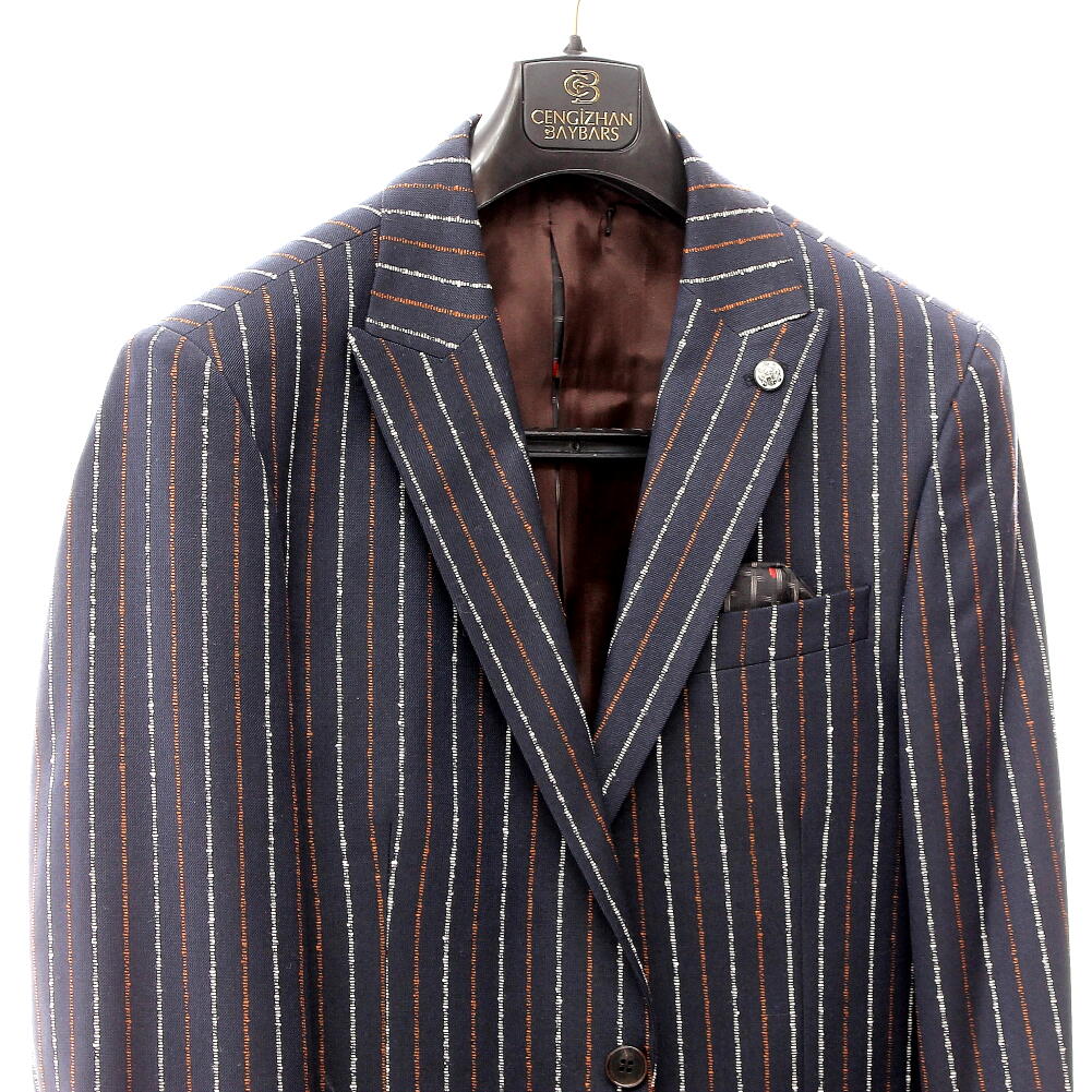 楽天市場】テーラードジャケット ネイビー 紺 ストライプ ブレザー