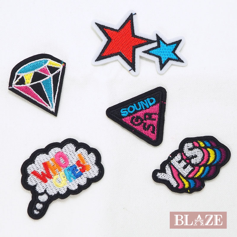 楽天市場】刺繍ワッペン 大きめ アイロン接着 スマイル 星 YES ダブル