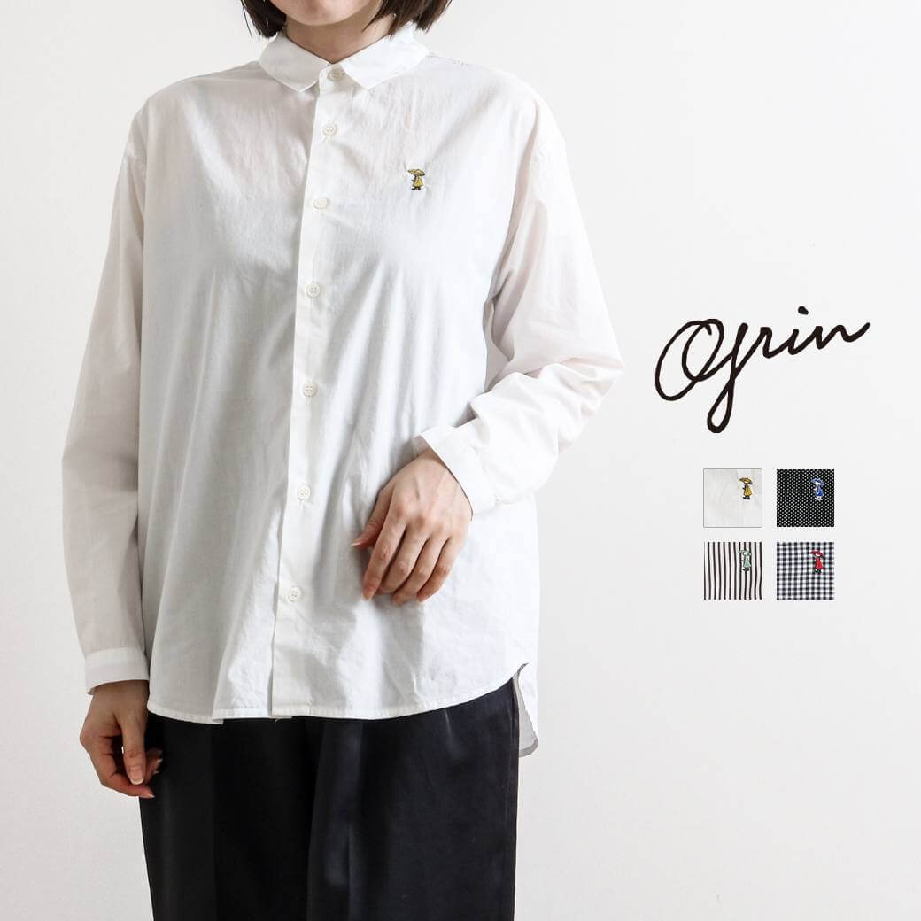 楽天市場】グリン grin ブロード雨の日刺繍ラウンドシャツ 秋冬 8245T