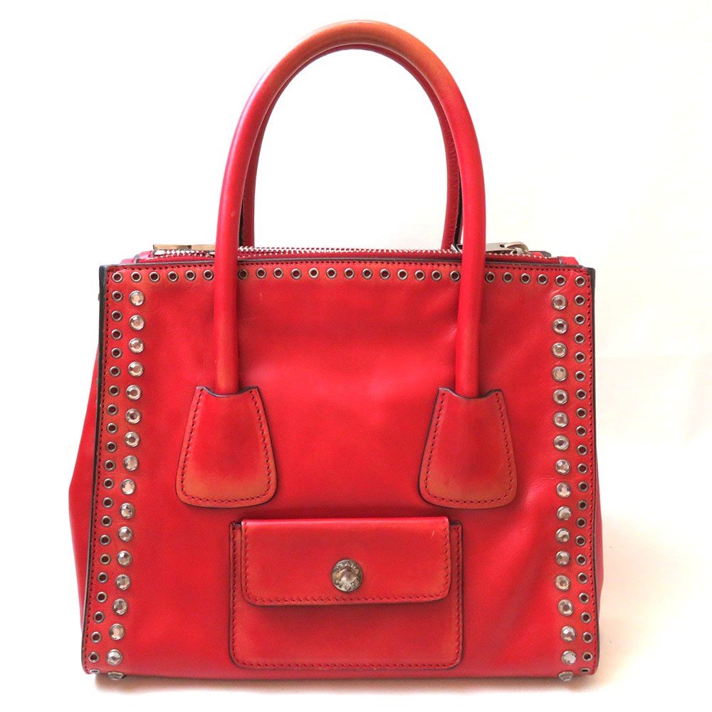 楽天市場】中古 プラダ ハンドバッグ レザー スタッズ 2WAY Bランク