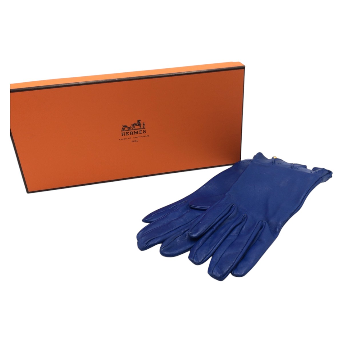 楽天市場】美品 HERMES エルメス ブルー レザー 手袋 グローブ
