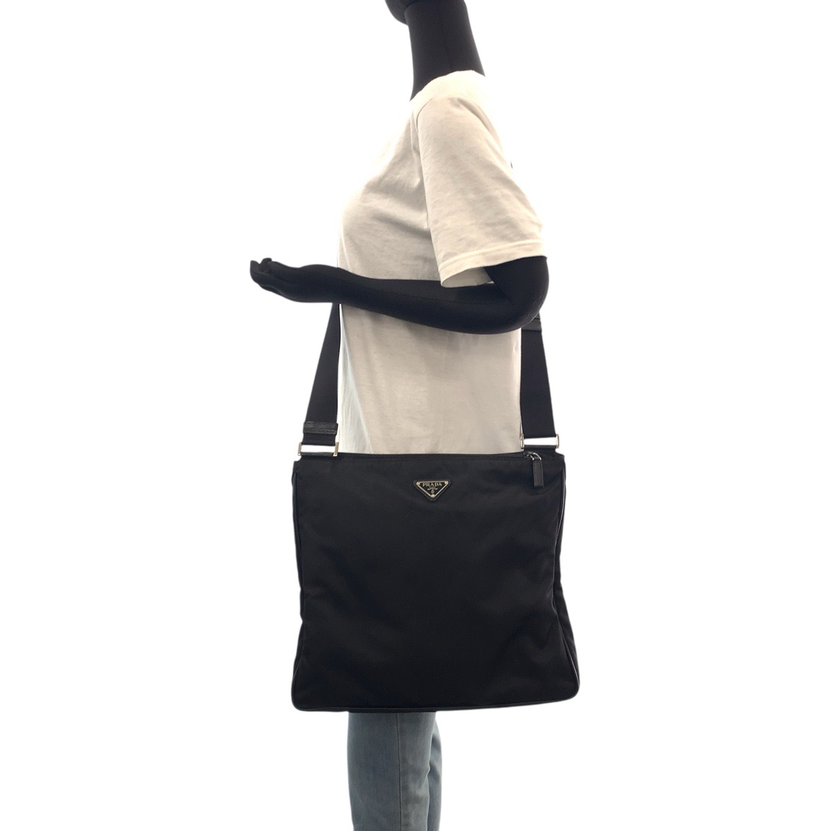 楽天市場】美品 PRADA プラダ テスート 三角ロゴプレート ブラック 黒