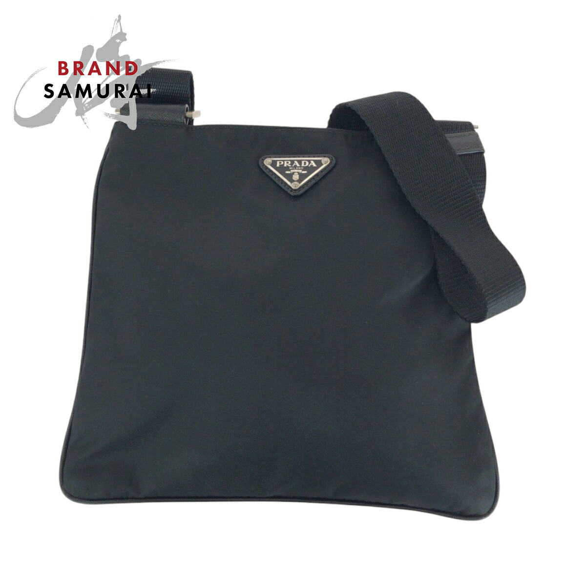 楽天市場】美品 PRADA プラダ テスート 三角ロゴプレート ブラック 黒