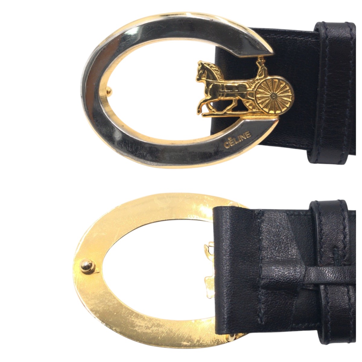 楽天市場】CELINE セリーヌ ヴィンテージ 馬車柄 ブラック 黒 ゴールド