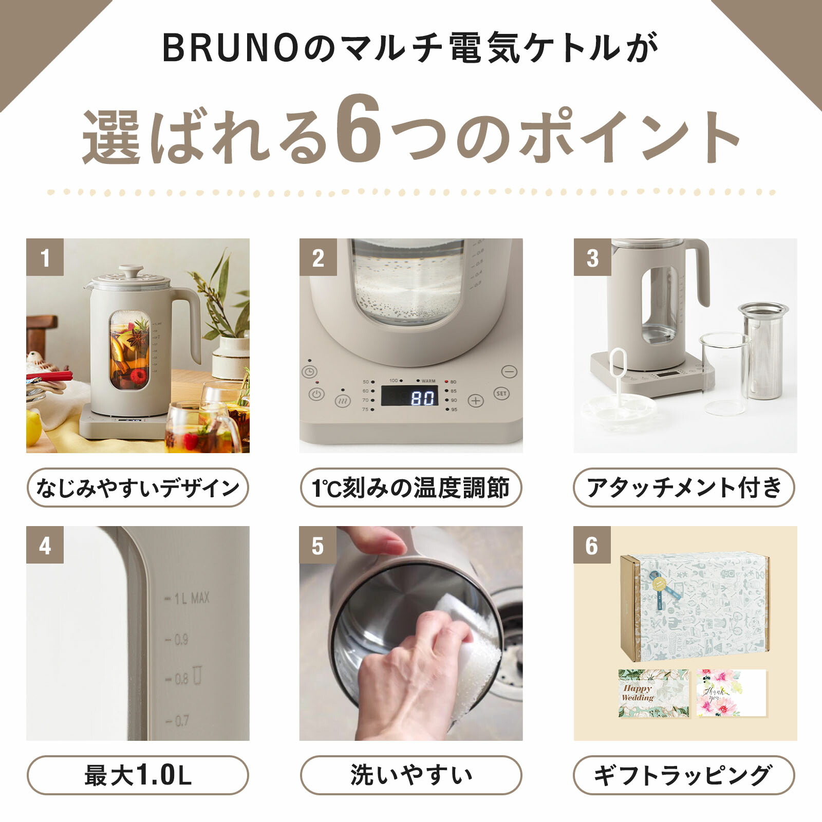 楽天市場】【P10倍】【BRUNO 公式】 電気ケトル おしゃれ BRUNO