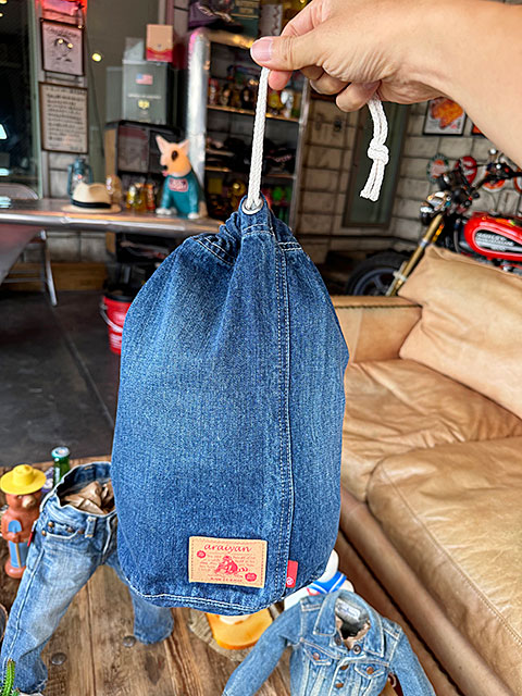 楽天市場】アライヤン デニム 巾着 （Lサイズ） 岡山産デニム MADE IN