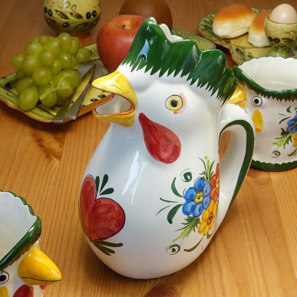 楽天市場】ポルトガル製 おしゃれな 陶器 ニワトリ 水差し 幸せを呼ぶ