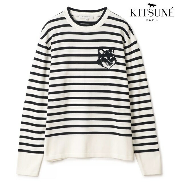 楽天市場】メゾンキツネ Maison kitsune ボーダーニット クルーネック