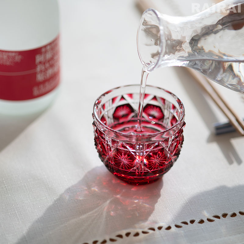 楽天市場】薩摩切子 猪口 大 cut18 島津紫 金赤 黄 復元 島津薩摩切子