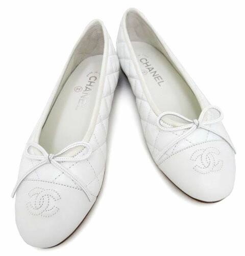 楽天市場】CHANEL バレリーナ フラットシューズ キルティングレザー