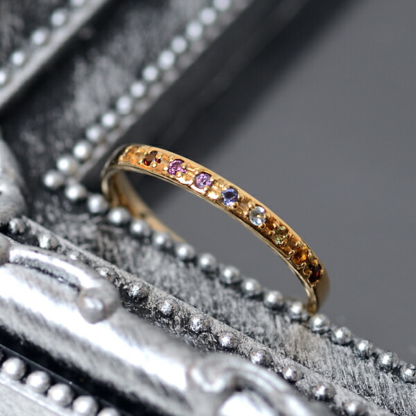 楽天市場】マルチカラー アミュレット リング K10 リング 天然石 9石