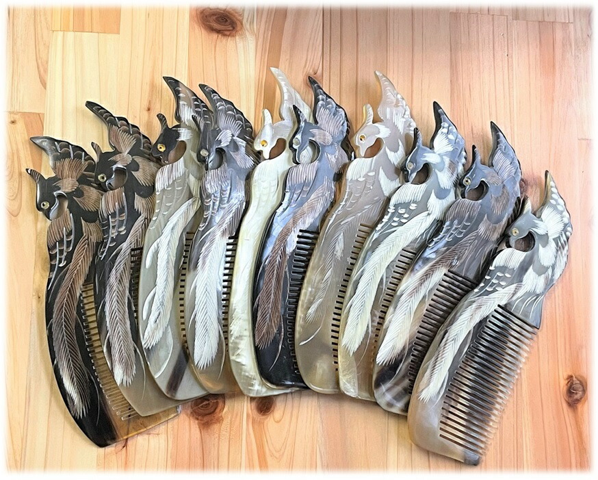 楽天市場】【水牛角の櫛 鳳凰】 一つ一つ職人の手作りです ベトナム