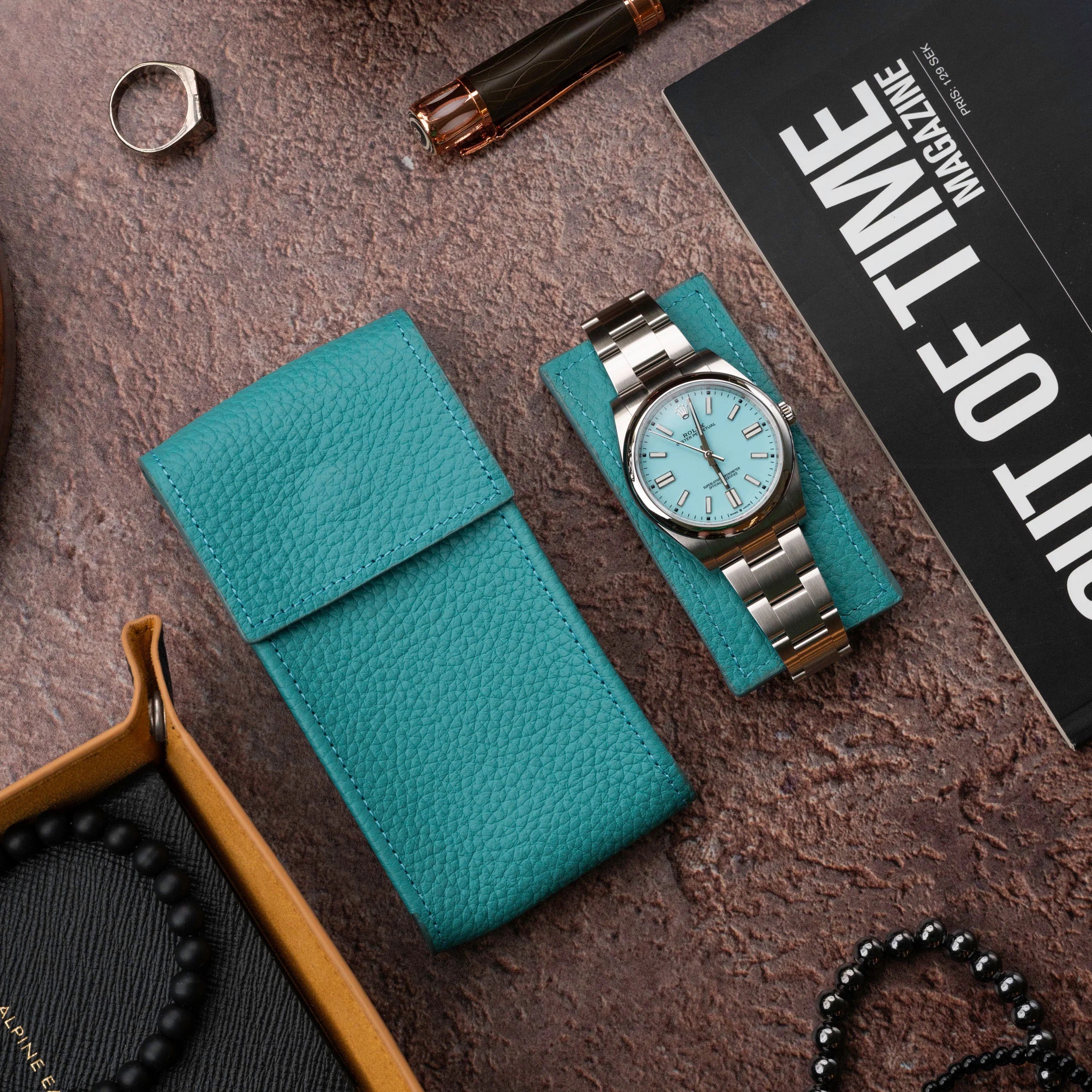 楽天市場】IFLW ウォッチポーチ 1本用 TEAL LEATHER WATCH POUCH