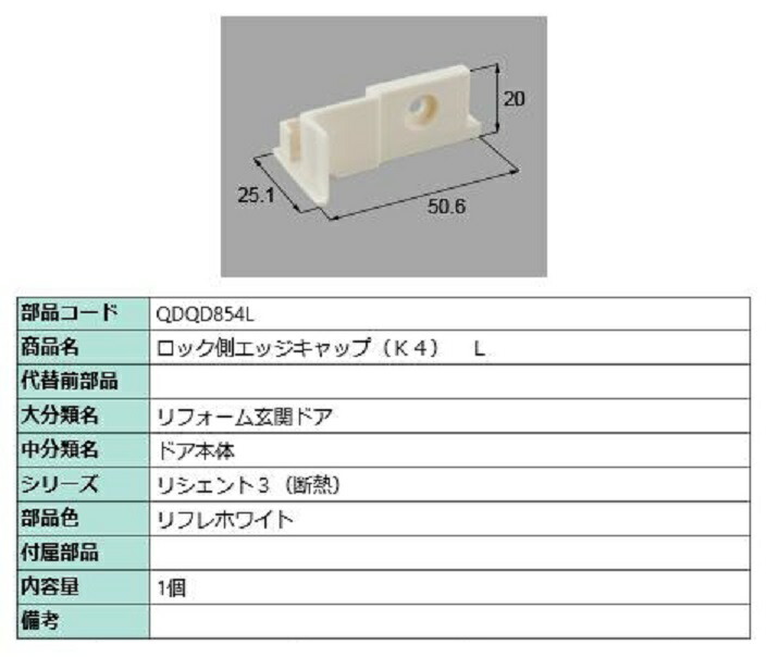 楽天市場】ロック側エッジキャップ K4 / L 部品色：リフレホワイト
