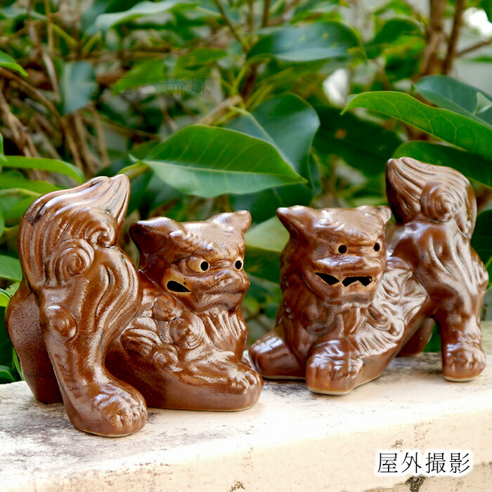 楽天市場】シーサー 土灰焼き 伏せ横向き（小） /朝日陶器 やちむん