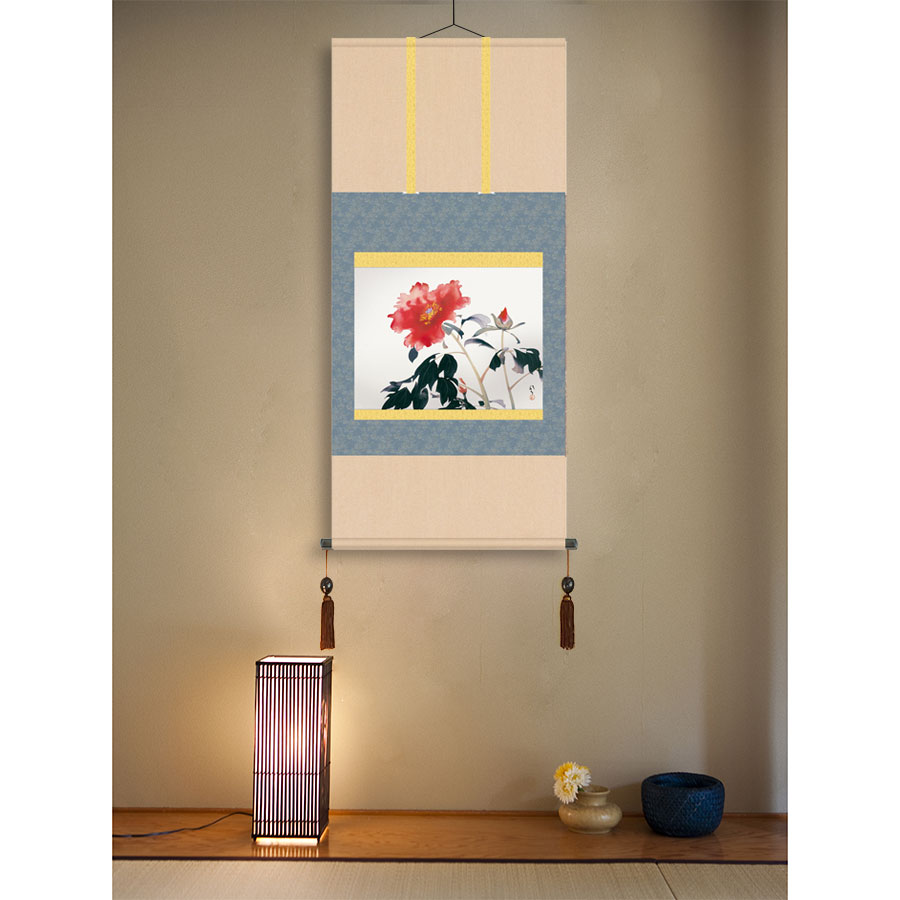 楽天市場】掛軸 川端龍子「牡丹」尺五（約54.5x115cm） 高精彩巧芸画