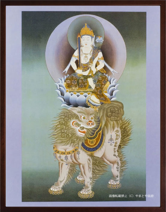 楽天市場】仏画 ポスター額 「文殊菩薩」 複製画 額付き（額外寸41x52