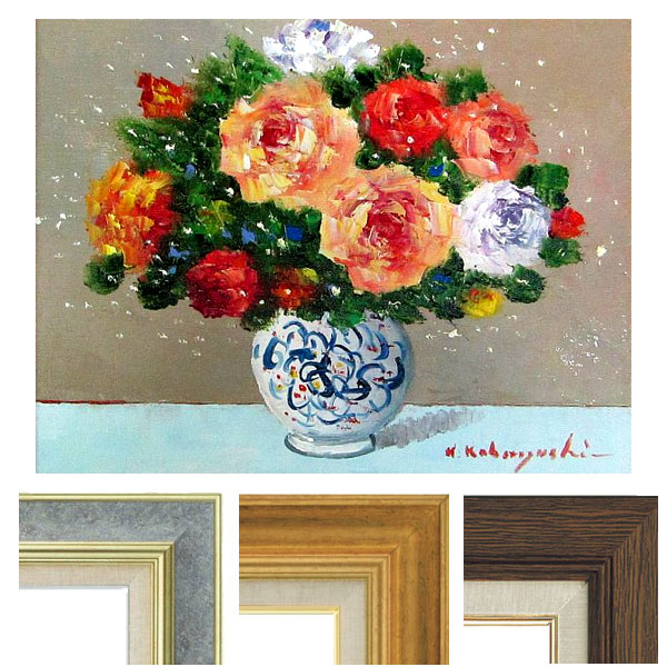 楽天市場】油彩画 小林幸三 「バラ」 F6号 額入り 油絵 静物画 額装