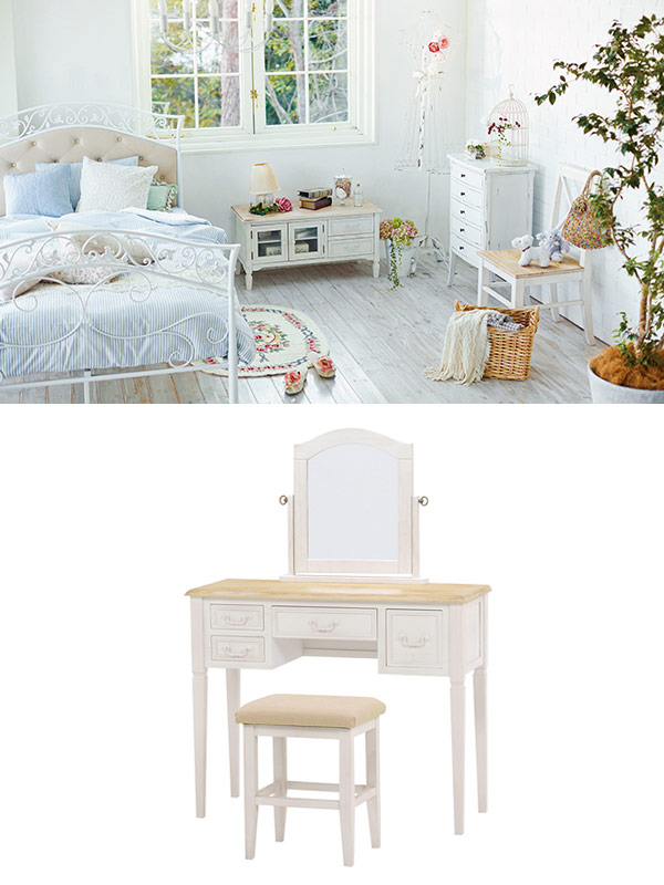 楽天市場】ドレッサーセット アンティーク調 BROCANTE ホワイトウッド