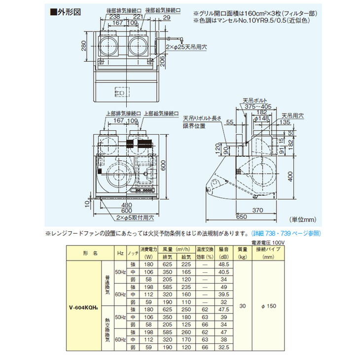 楽天市場】【V-604KQH8】三菱 レンジフードファン ブース形( 深形) 熱