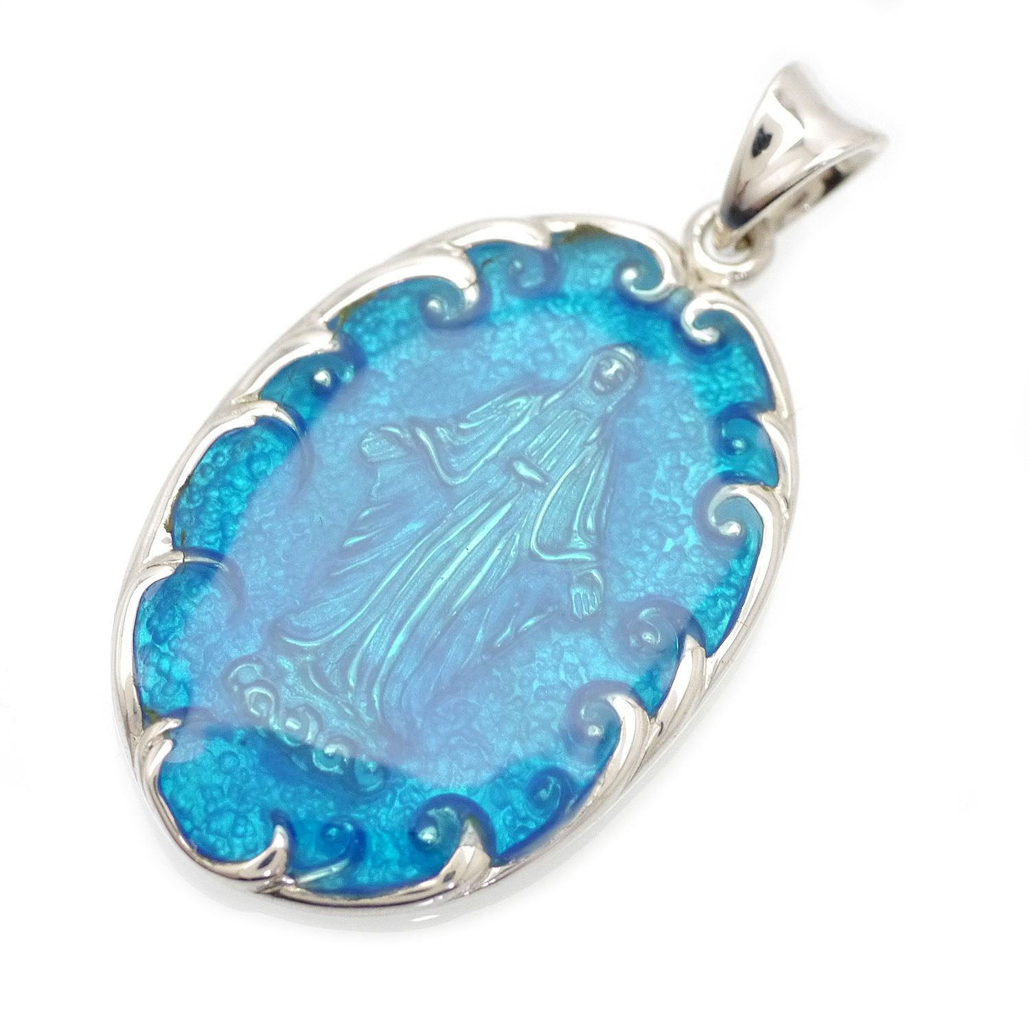 楽天市場】シルバー925 不思議のメダイ マリア ブルー ペンダント