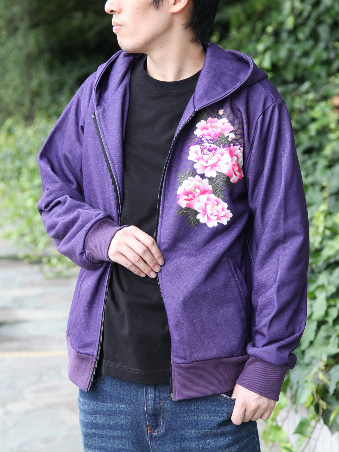 楽天市場】＜送料無料＞【抜刀娘】“闇夜放浪”刺繍入りZIP パーカー