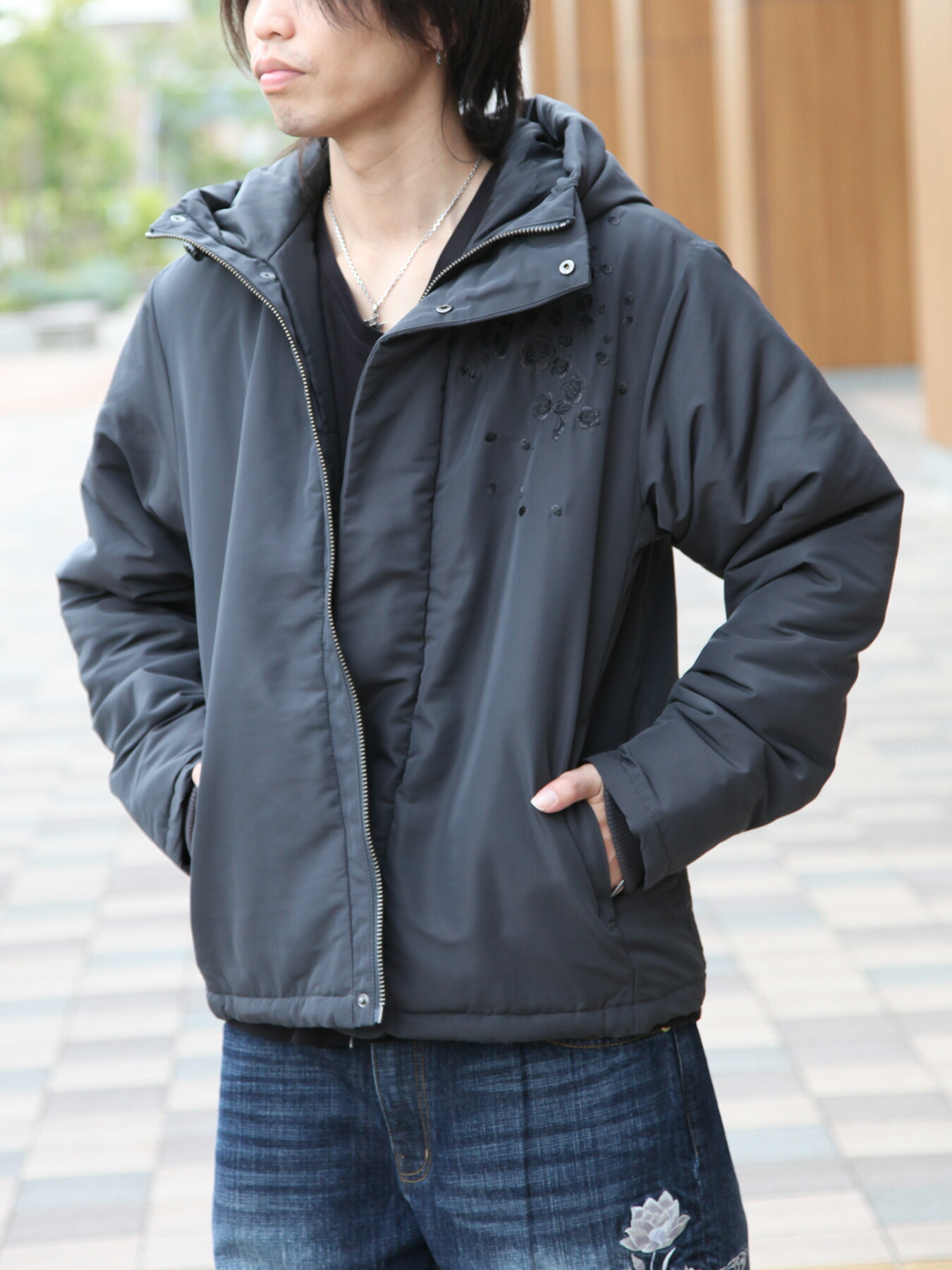 楽天市場】【絡繰魂】冬桜 総刺繍 中綿 ジャケット ｜ 和柄 アウター