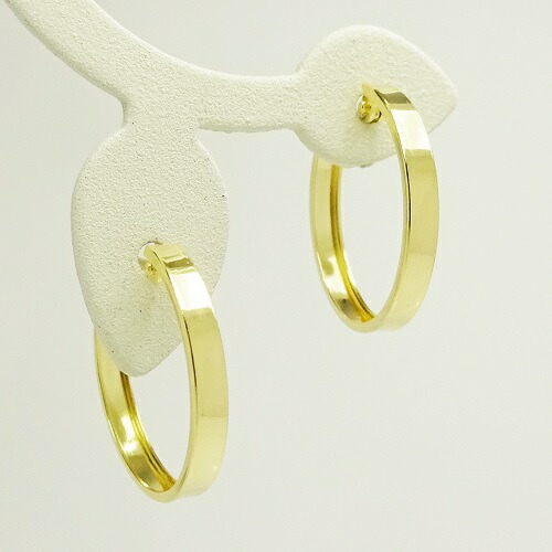 楽天市場】K18 イエローゴールド 角ミゾ フープピアス 2mm×15mm メンズ