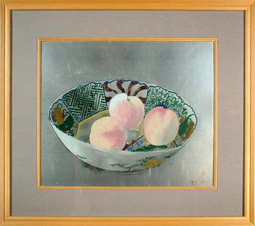 楽天市場】小倉遊亀 桃と鉢 木版画 1989 : ギャラリーダッドアート