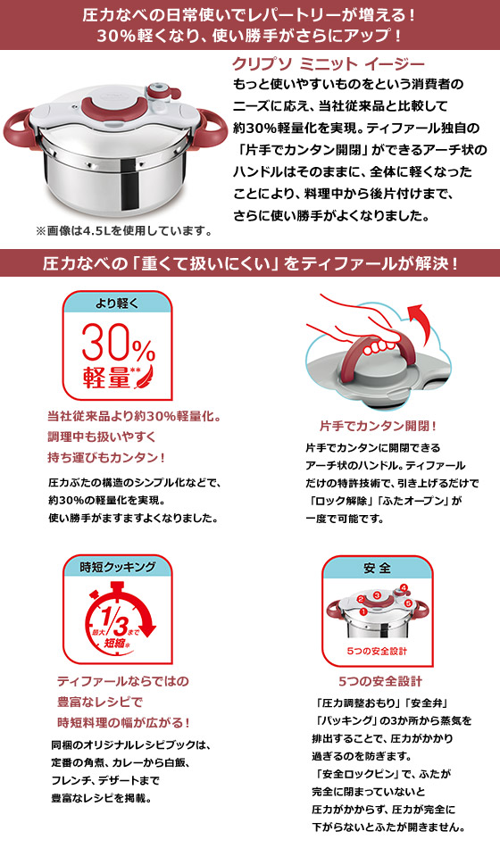 楽天市場】ティファール 圧力鍋 クリプソ ミニット イージー 4.5L