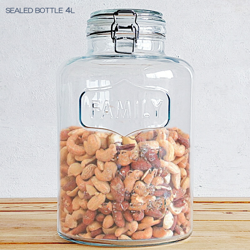 楽天市場】【ガラス容器】ガラス密閉ボトル 4L クリップジャー ガラス