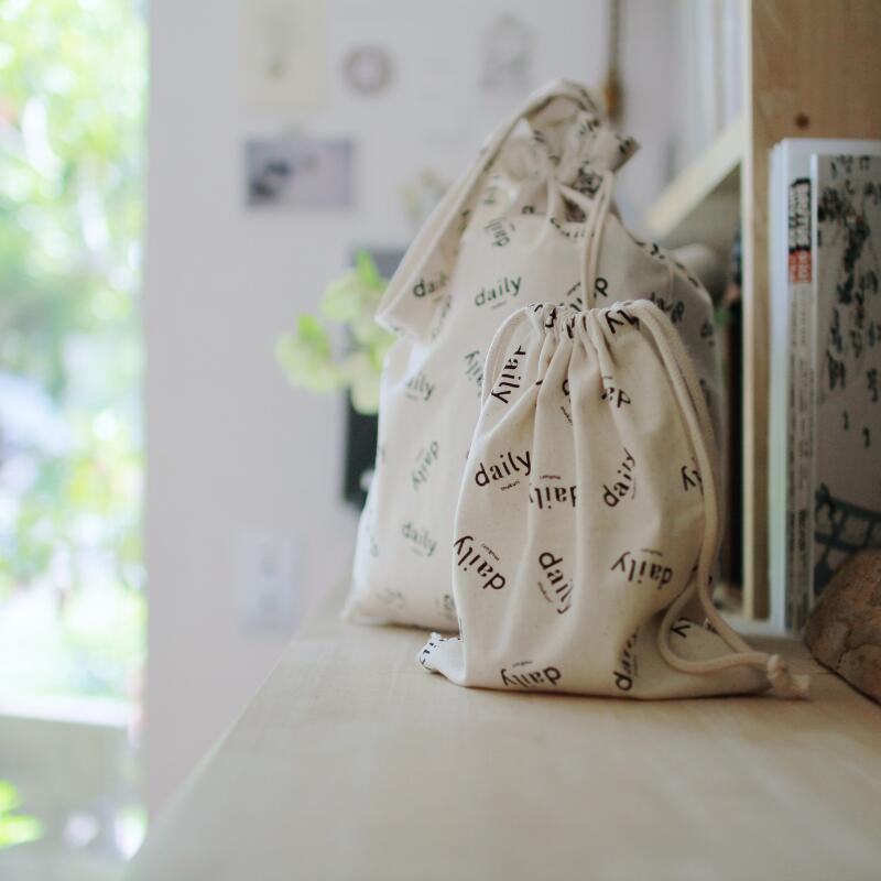 楽天市場】dailyオリジナル巾着袋（大小2種類） コットンバッグ