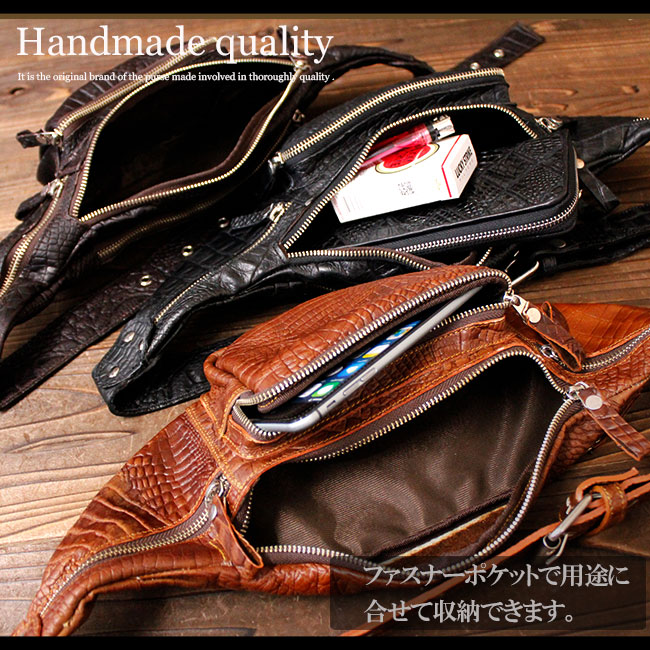 楽天市場】本革レザーバッグ 定番デザイン 型押しクロコ カーフスキン