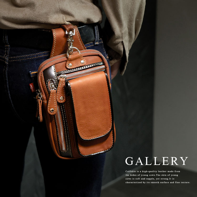 楽天市場】レザーバッグ メンズ ベルトポーチ 牛革 ヴァイカウント 長