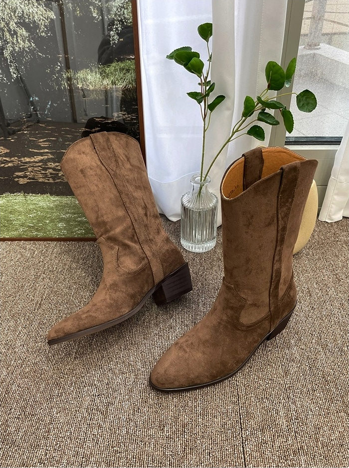 楽天市場】ミドルブーツ ウエスタンブーツ ポインテッドトゥ スエード