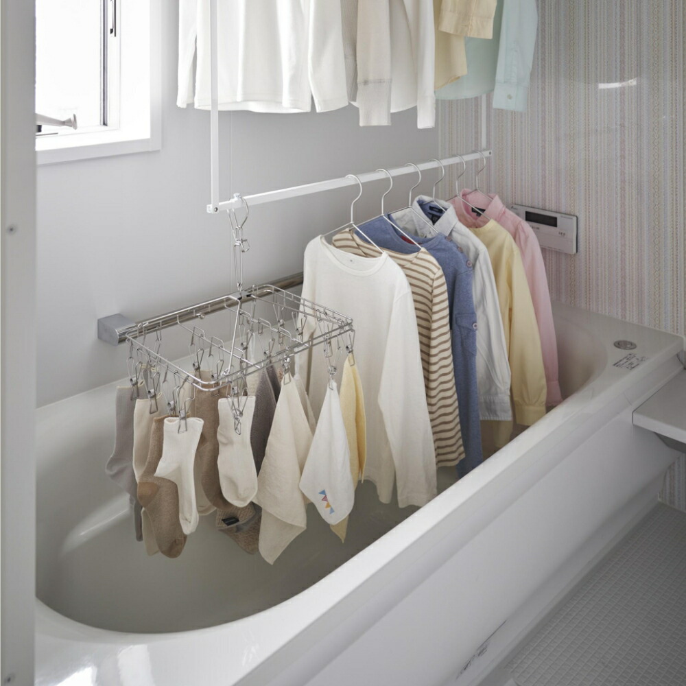 楽天市場】山崎実業 【 折り畳み伸縮物干し2段ハンガー タワー