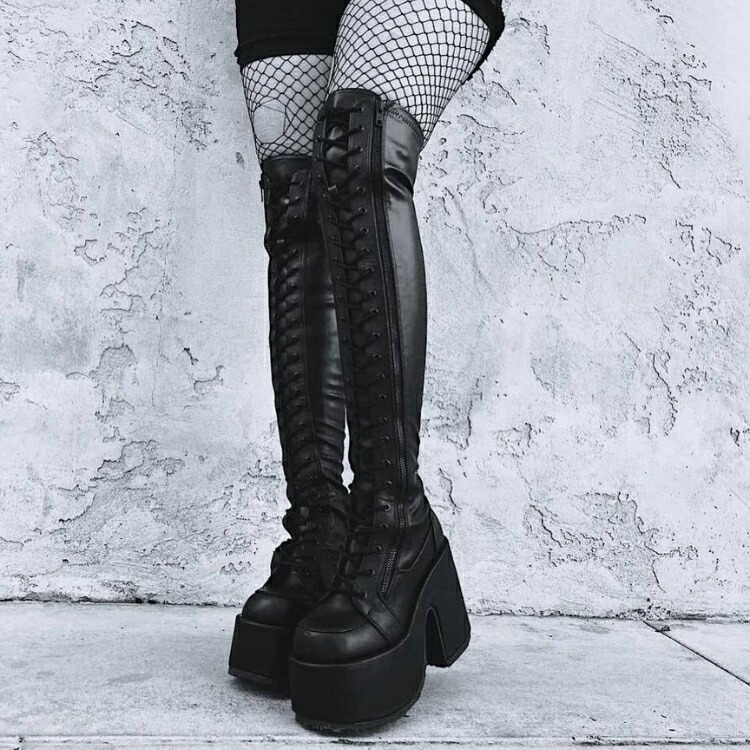 楽天市場】demonia デモニア 厚底 ブーツ ニーハイブーツ サイ